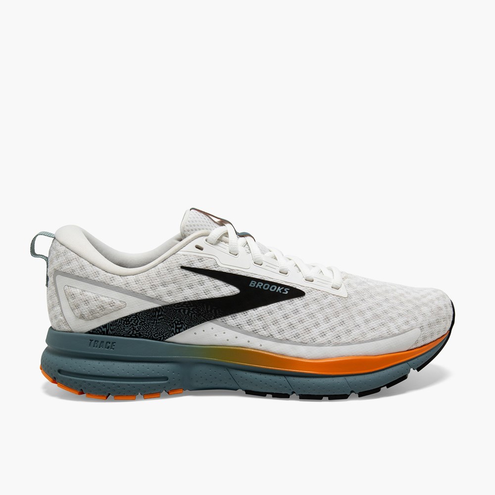 Chaussures Running Route Brooks Trace 3 Blanche Orange Bleu Homme | FXJ-6599284